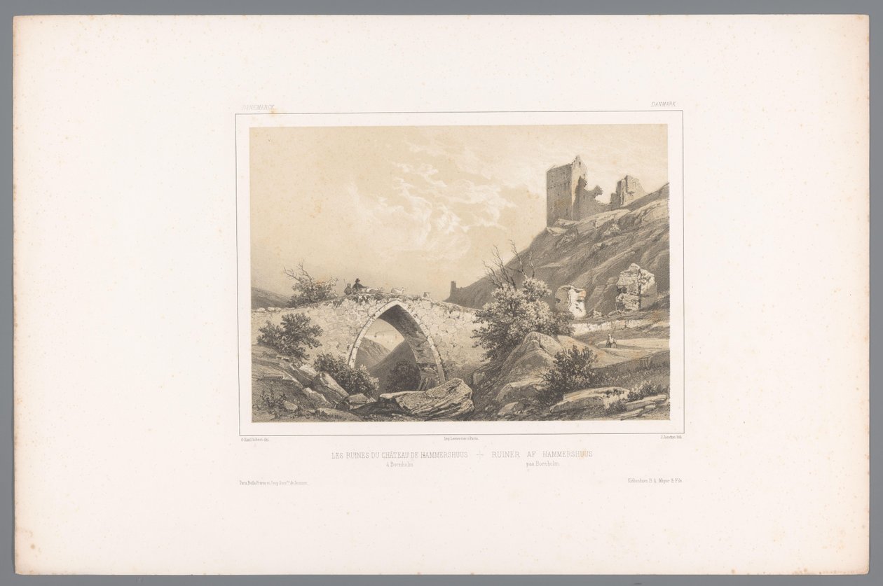 Vue des ruines du château de Hammershus - Louis Julien Jacottet