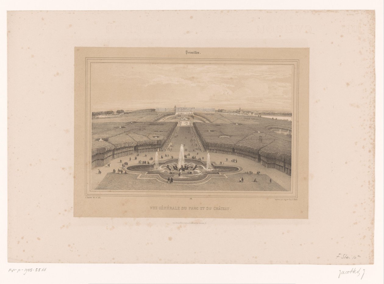 Zicht op de tuinen van Versailles - Louis Julien Jacottet