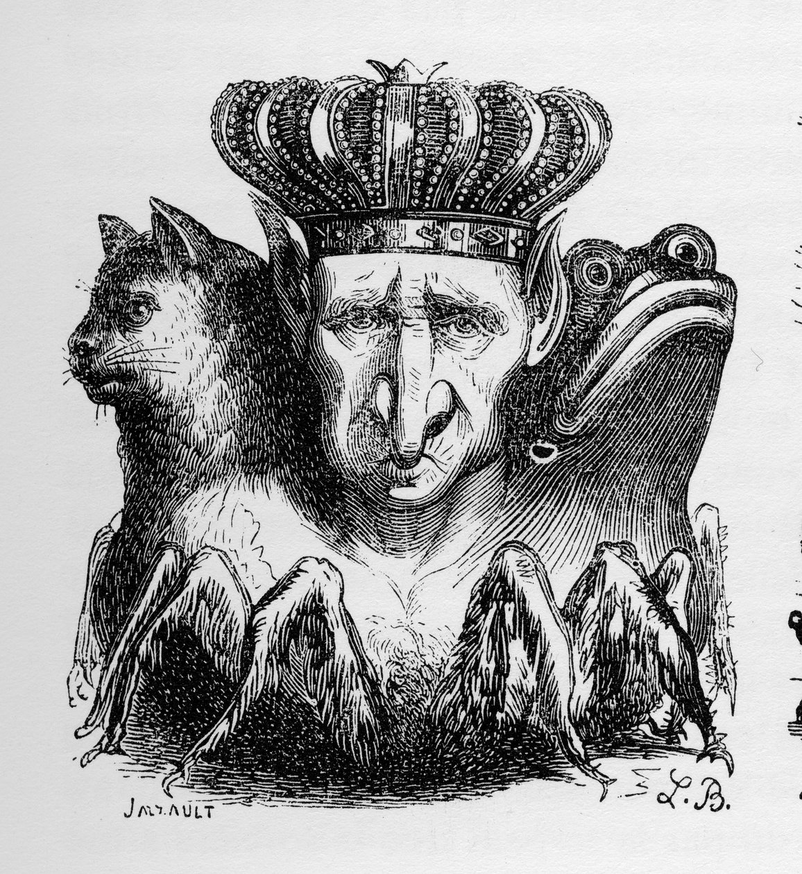 Bael - Baal - (démon) - Bael est le chef de la puissance infernale - dans « Le dictionnaire infernal » de Collin de Plancy - Gravure de L. Breton. Paris - Louis Le Breton