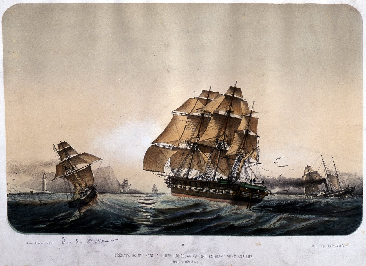 Frégate de 2e rang à Gibraltar - Louis Le Breton