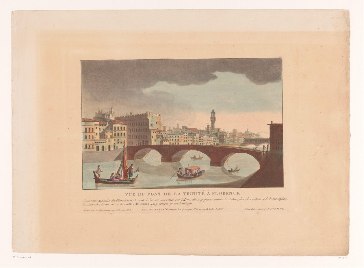 Vue du Pont de la Trinité à Florence (Vues de villes en Italie, Espagne et Égypte) - Louis Lecoeur
