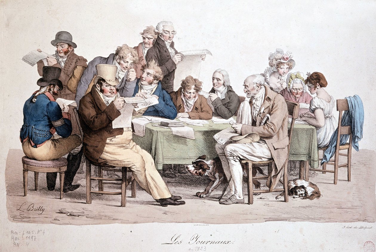 Hommes lisant des journaux - gravure de Louis Boilly intitulée « Les journaux » - Louis Leopold Boilly