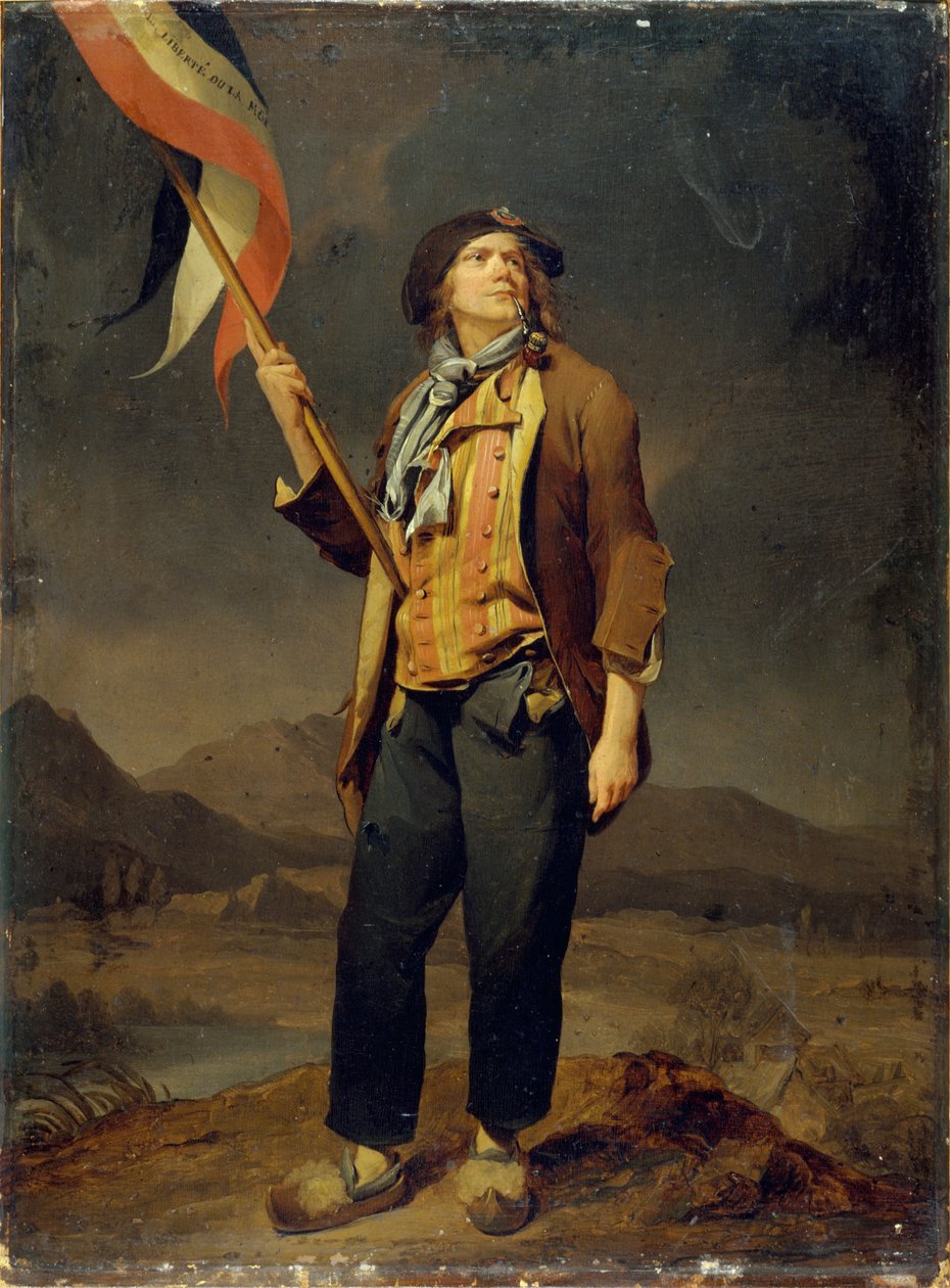 Portrait du chanteur Simon Chenard (1758-1832), en costume de sans-culotte, porte-drapeau lors de la fête en l