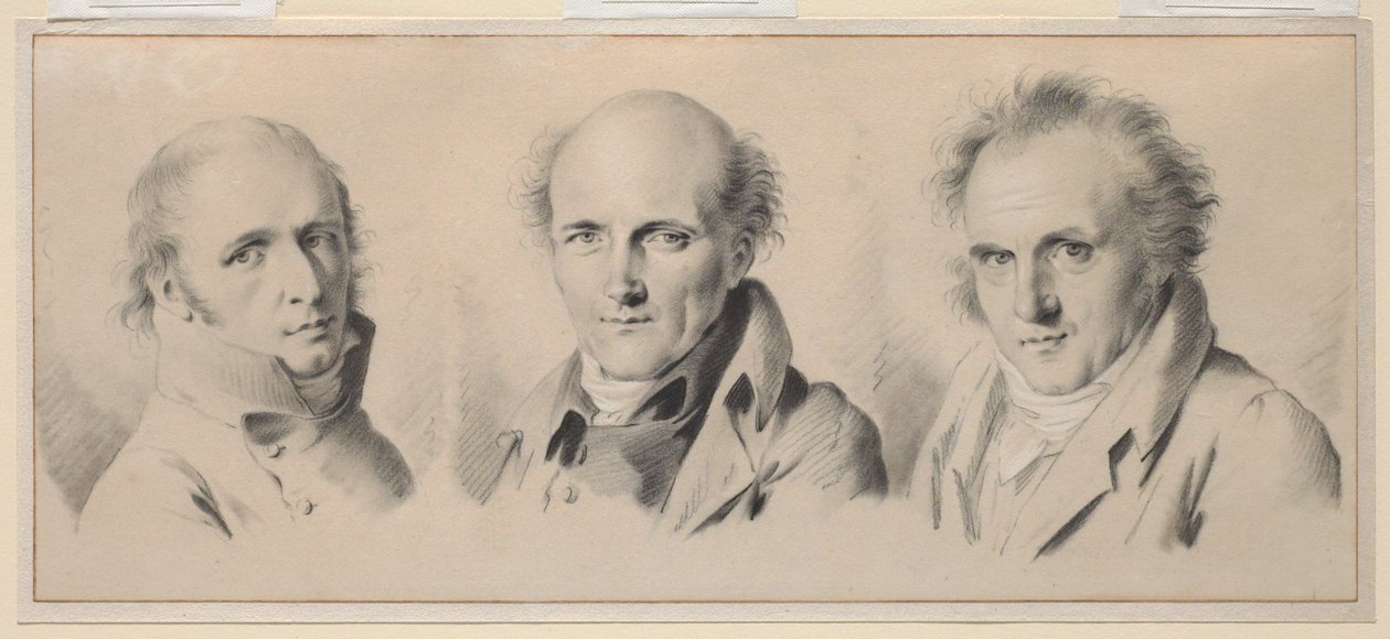 Portraits de Charles Percier, Pierre-François-Léonard Fontaine et Claude-Louis Bernier - Louis Leopold Boilly