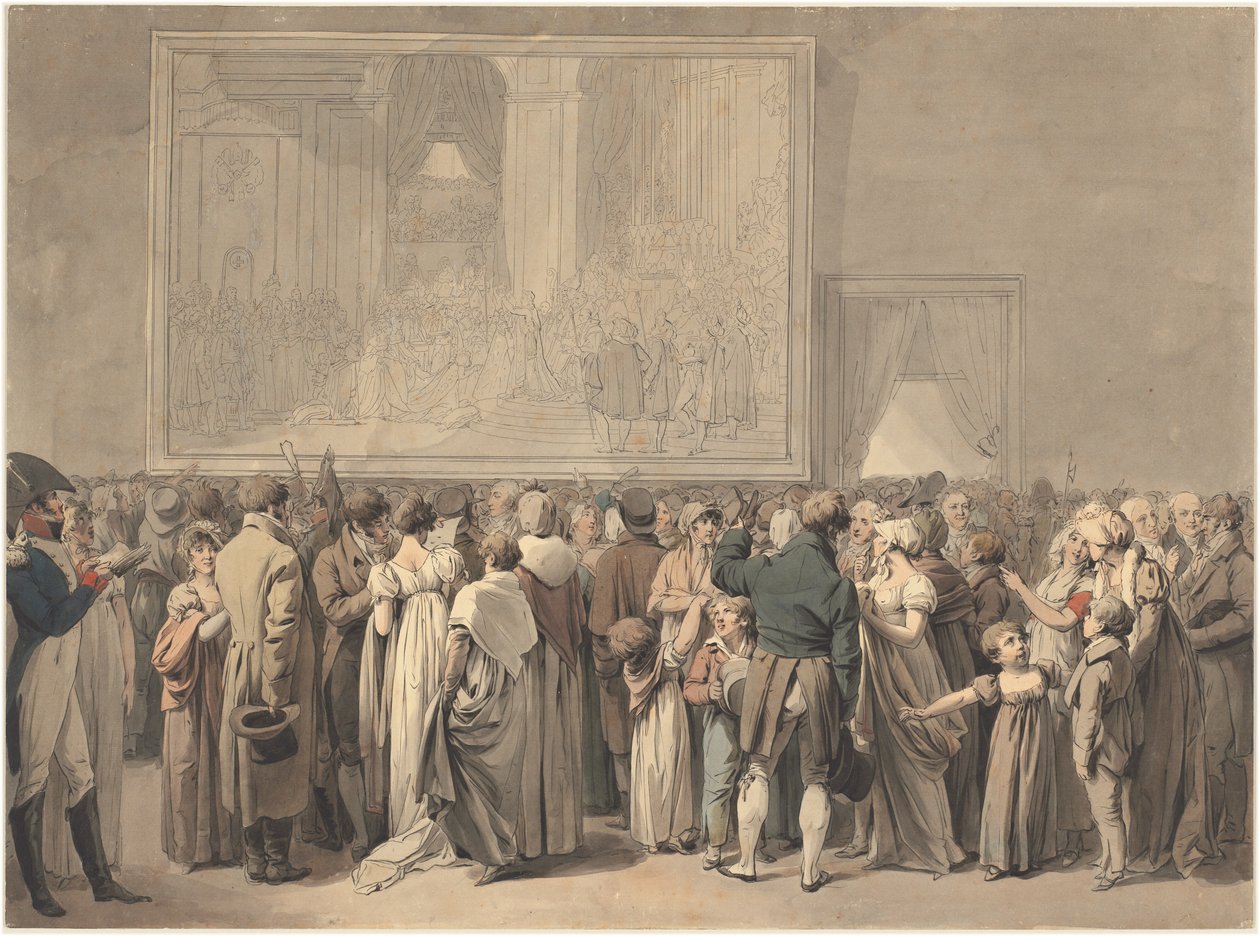 Le public dans le salon du Louvre, regardant la peinture du "Sacre" - Louis Leopold Boilly