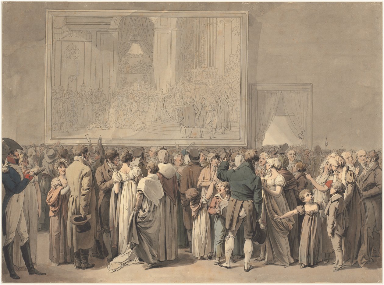 Le public dans le salon du Louvre, regardant la peinture du "Sacre" - Louis Leopold Boilly