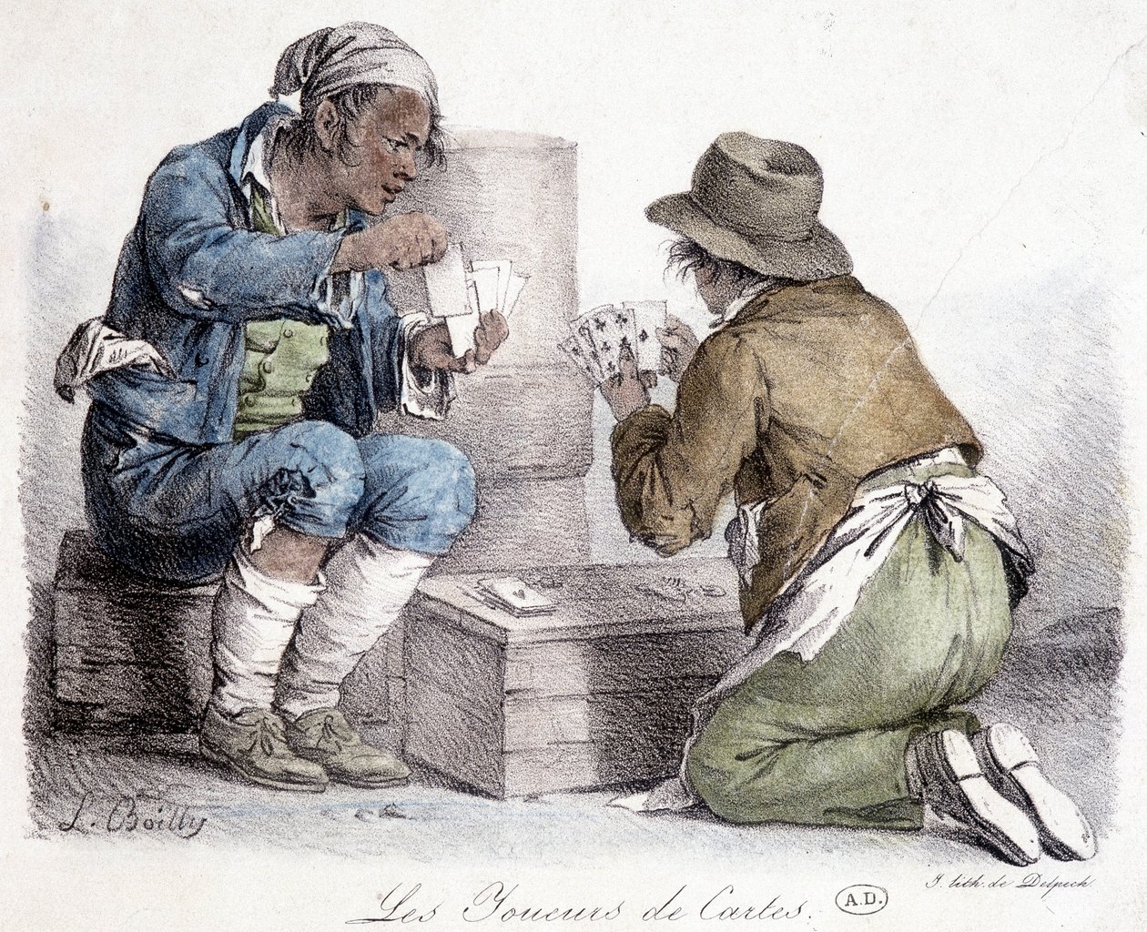 Les joueurs de cartes, gravure par L. Boilly, vers 1820 - Louis Leopold Boilly