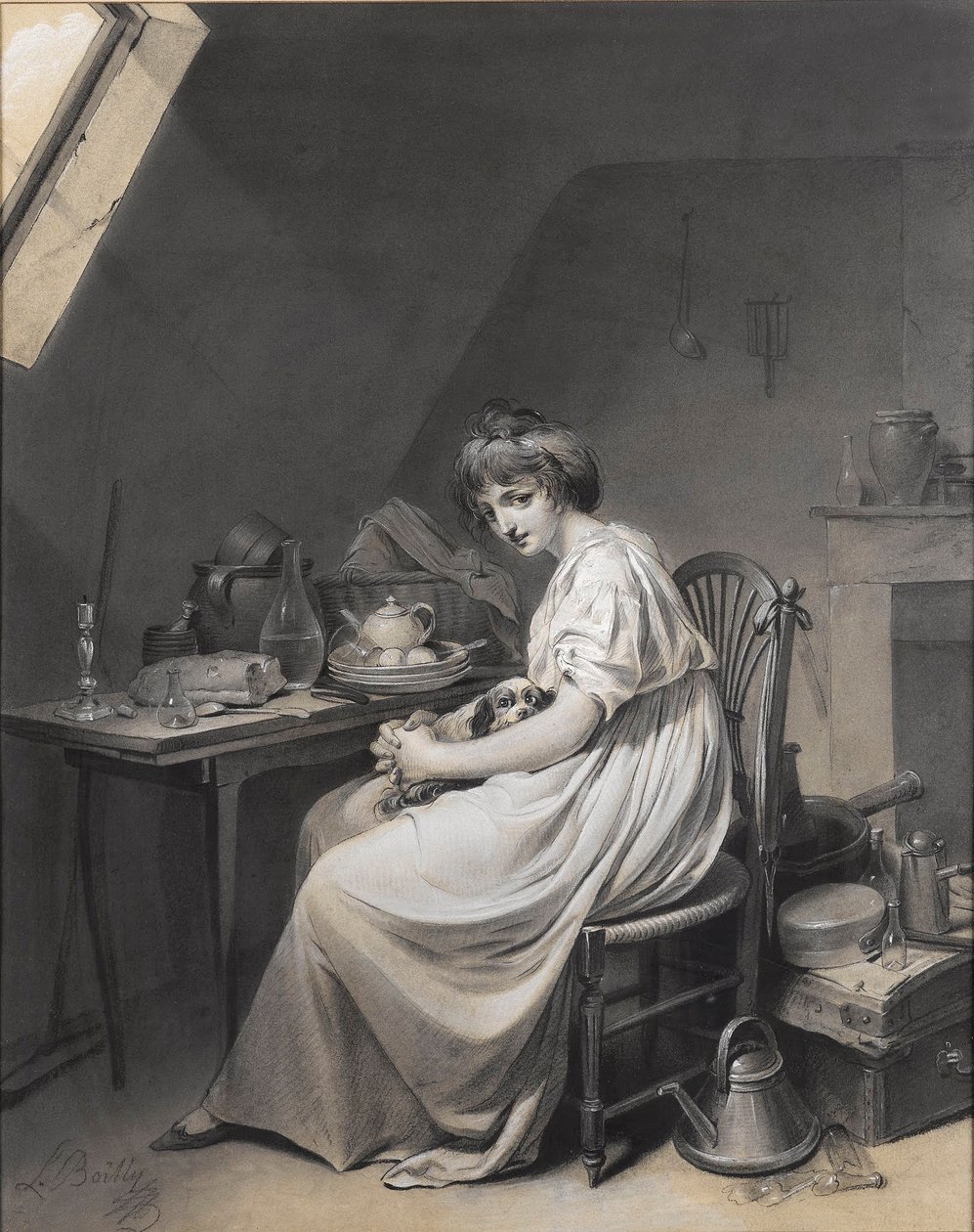 Louis-Léopold Boilly - Jeune fille avec son chien - Louis Leopold Boilly