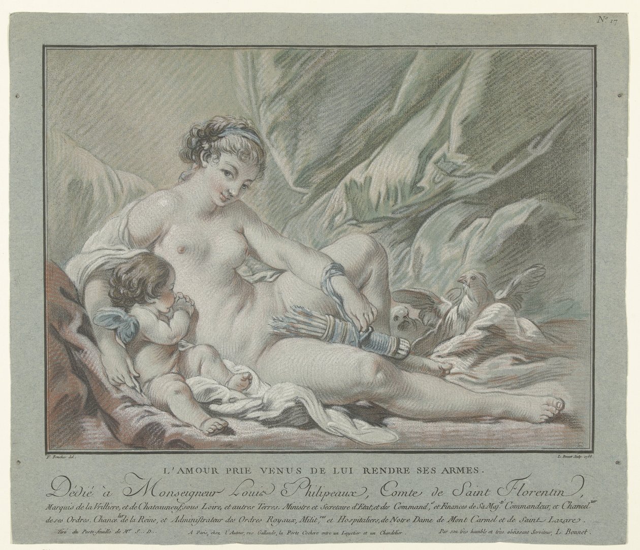 Cupidon supplie Vénus de lui rendre ses flèches
L
