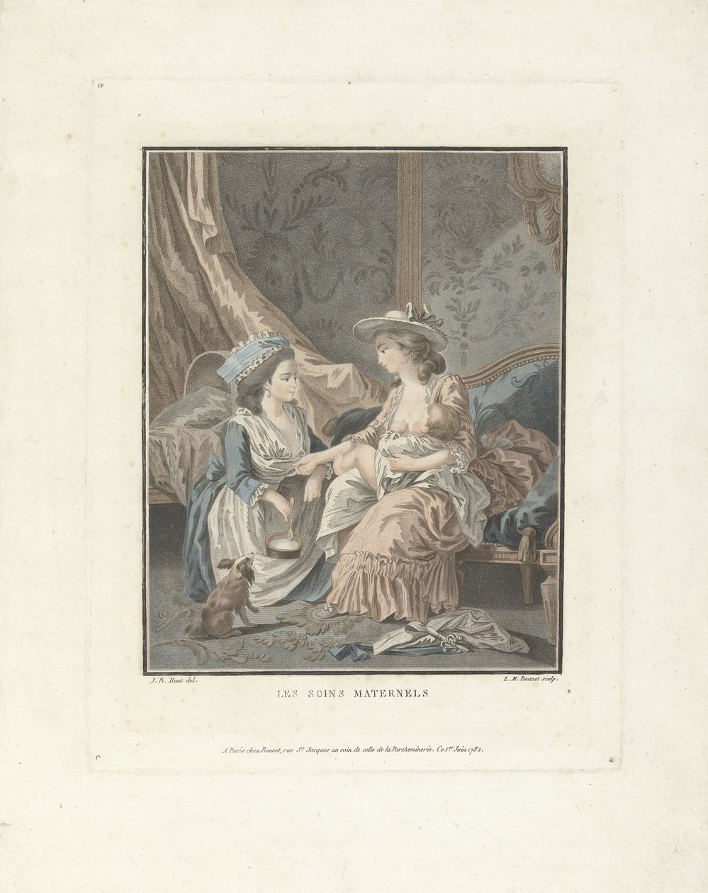 Mère avec enfant et servante (Les soins maternels) - Louis Marin Bonnet
