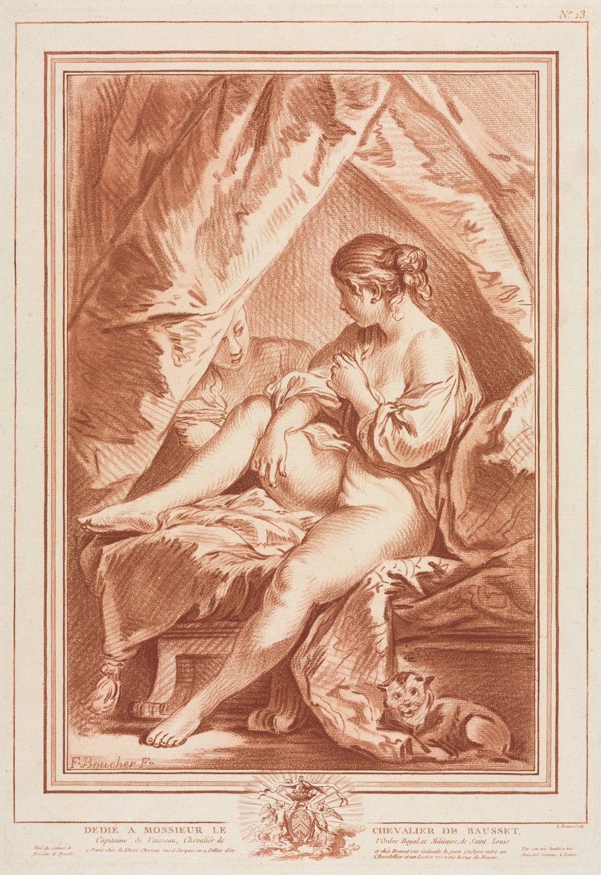 Jeune femme assise sur un lit, avant 1764 - Louis Marin Bonnet