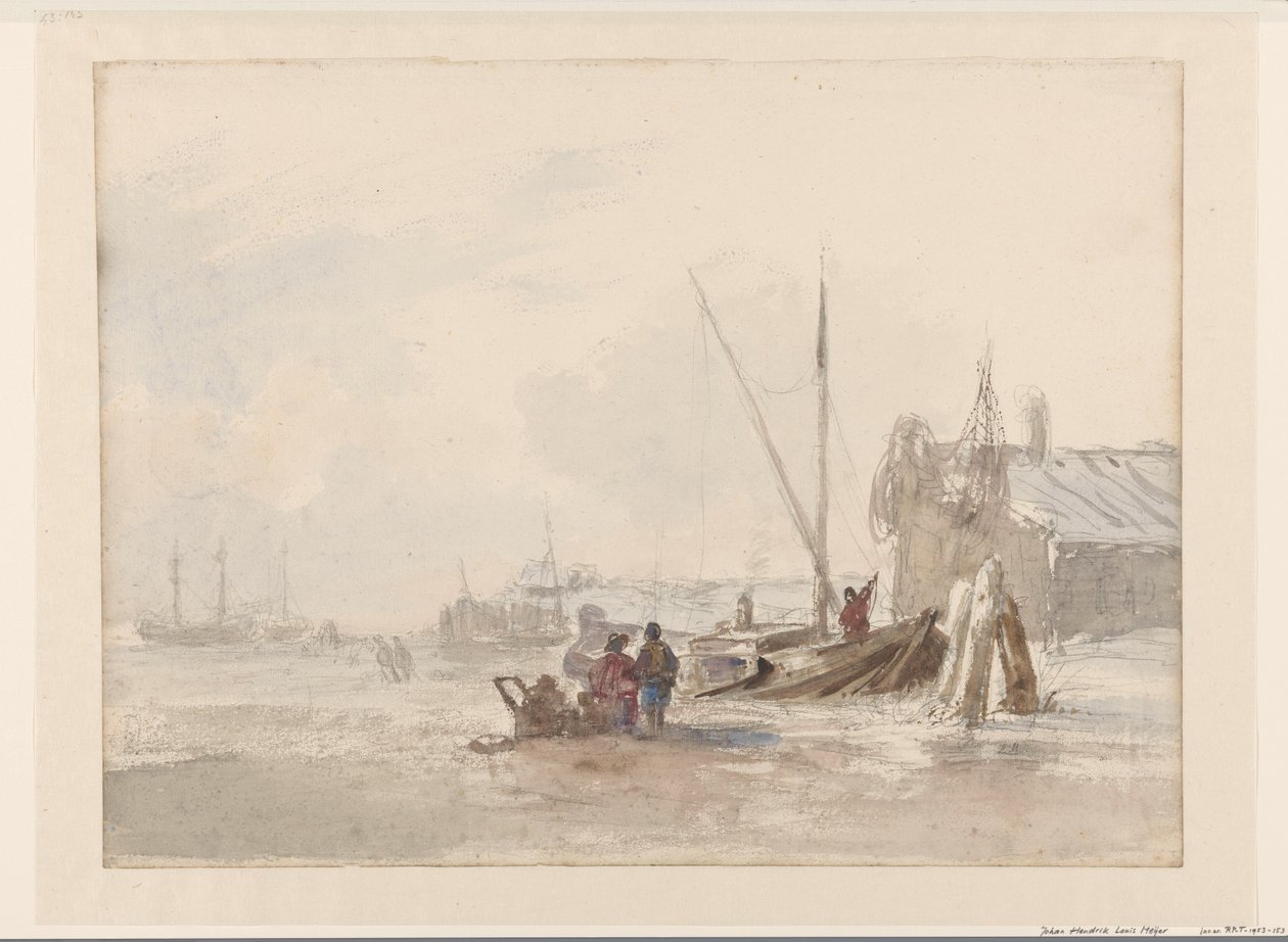 Vue de plage avec pêcheurs près d
