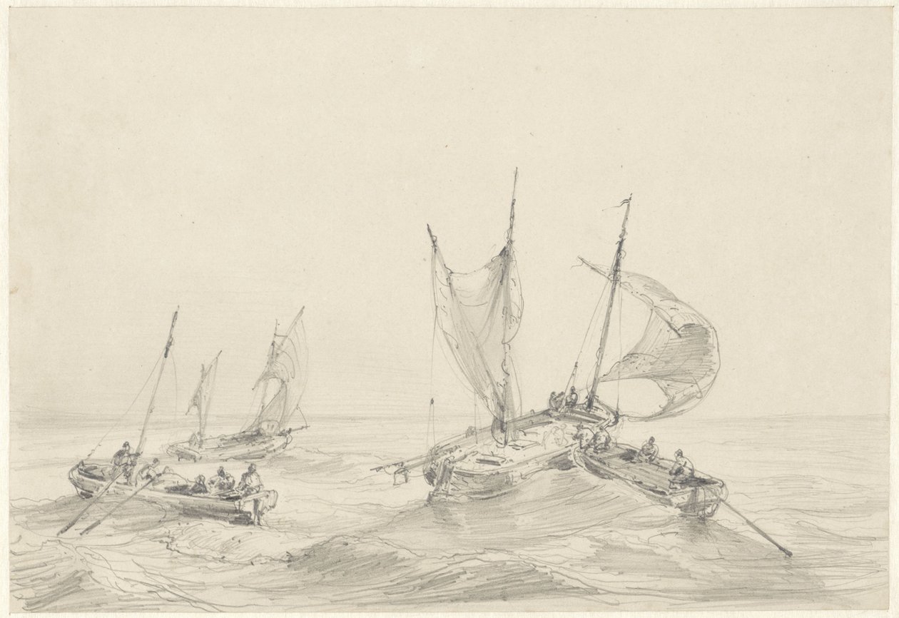 Mer avec bateaux de pêche - Louis Meijer