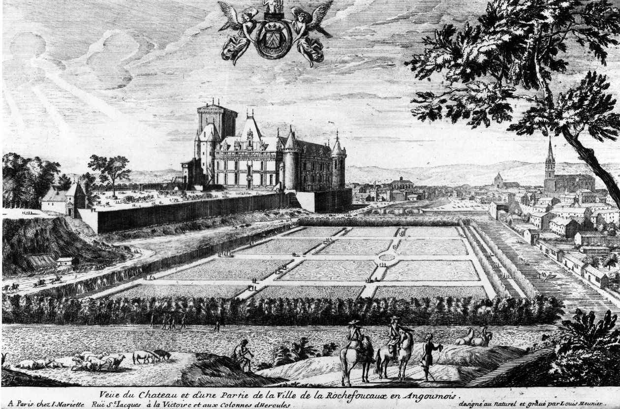 Château de la Rochefoucauld à Liancourt ; gravure de Louis Menier - Archives familiales - Louis Meunier