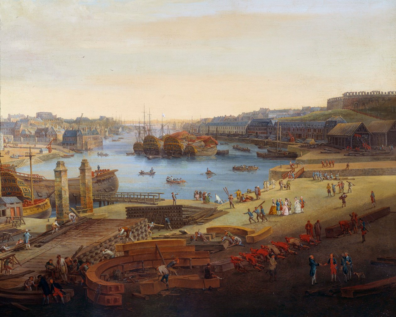 Chantier naval: Le port de Brest (détail) - Louis Nicolas van Blarenberghe