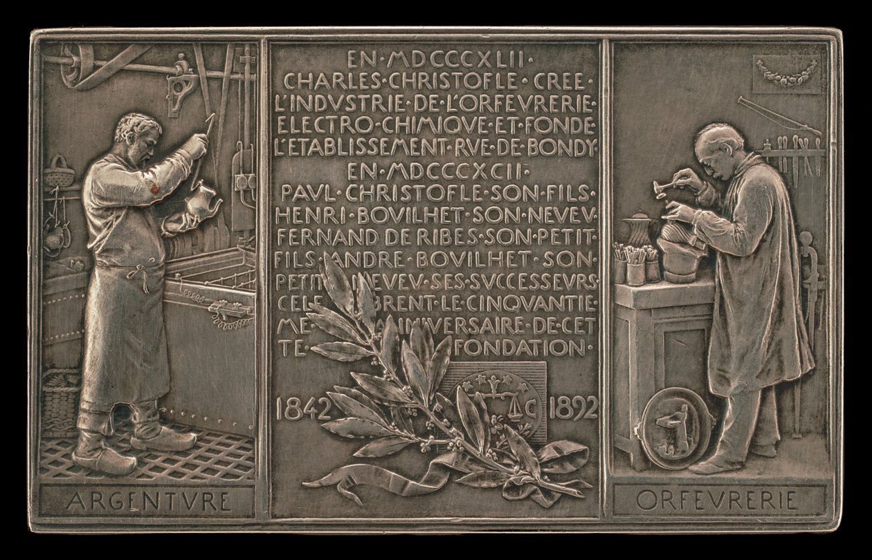 Cinquantième anniversaire de la société Christofle, 1842-1892 [verso], 1892 - Louis Oscar Roty