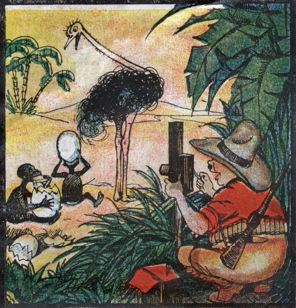 Nestor Fenleroc, Européen photographie une autruche en Afrique. 1923 - Louis Peltier
