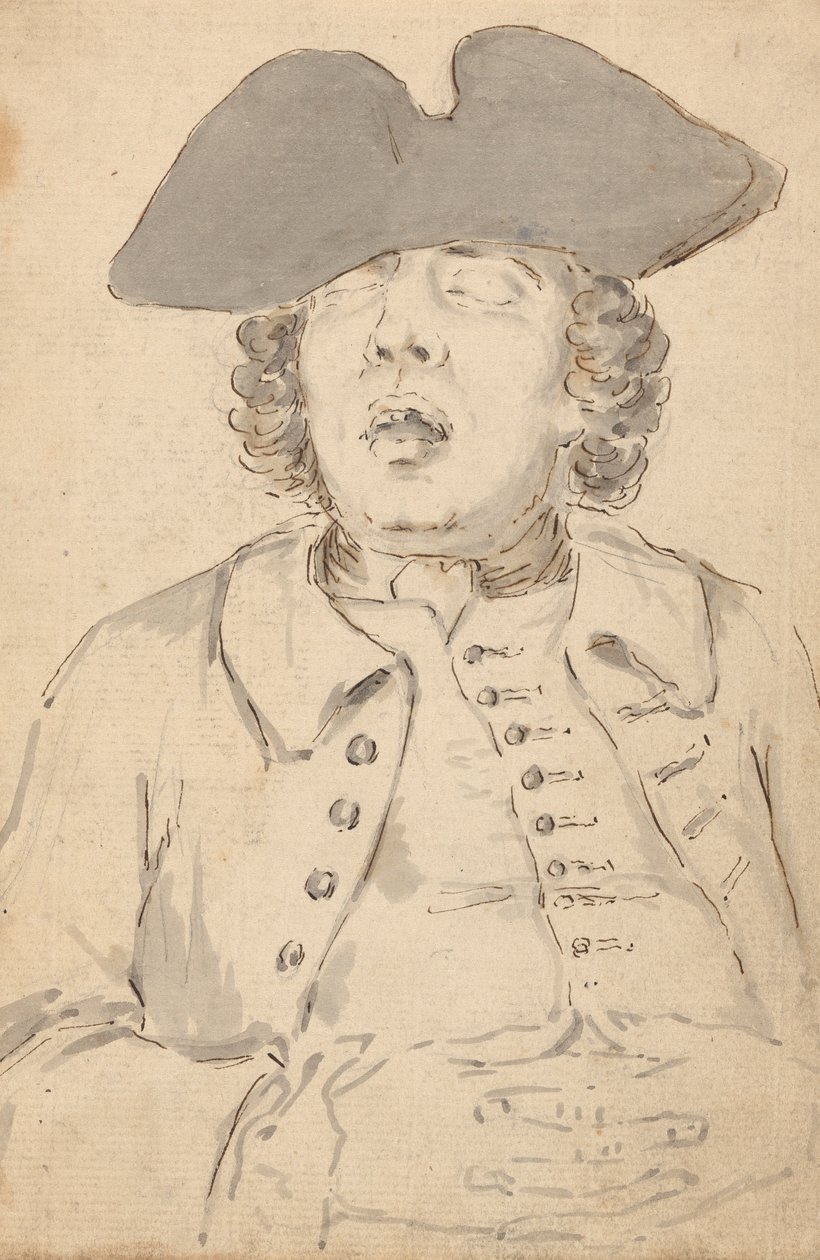 Homme Endormi avec la Bouche Grande Ouverte et les Mains Croisées - Louis Philippe Boitard