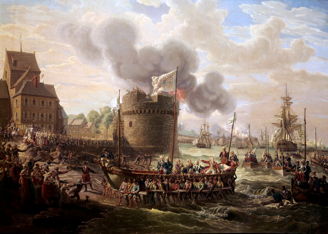 Le roi Louis XVI visite les travaux du port de Cherbourg le 23/06/1786 - Louis Philippe Crepin