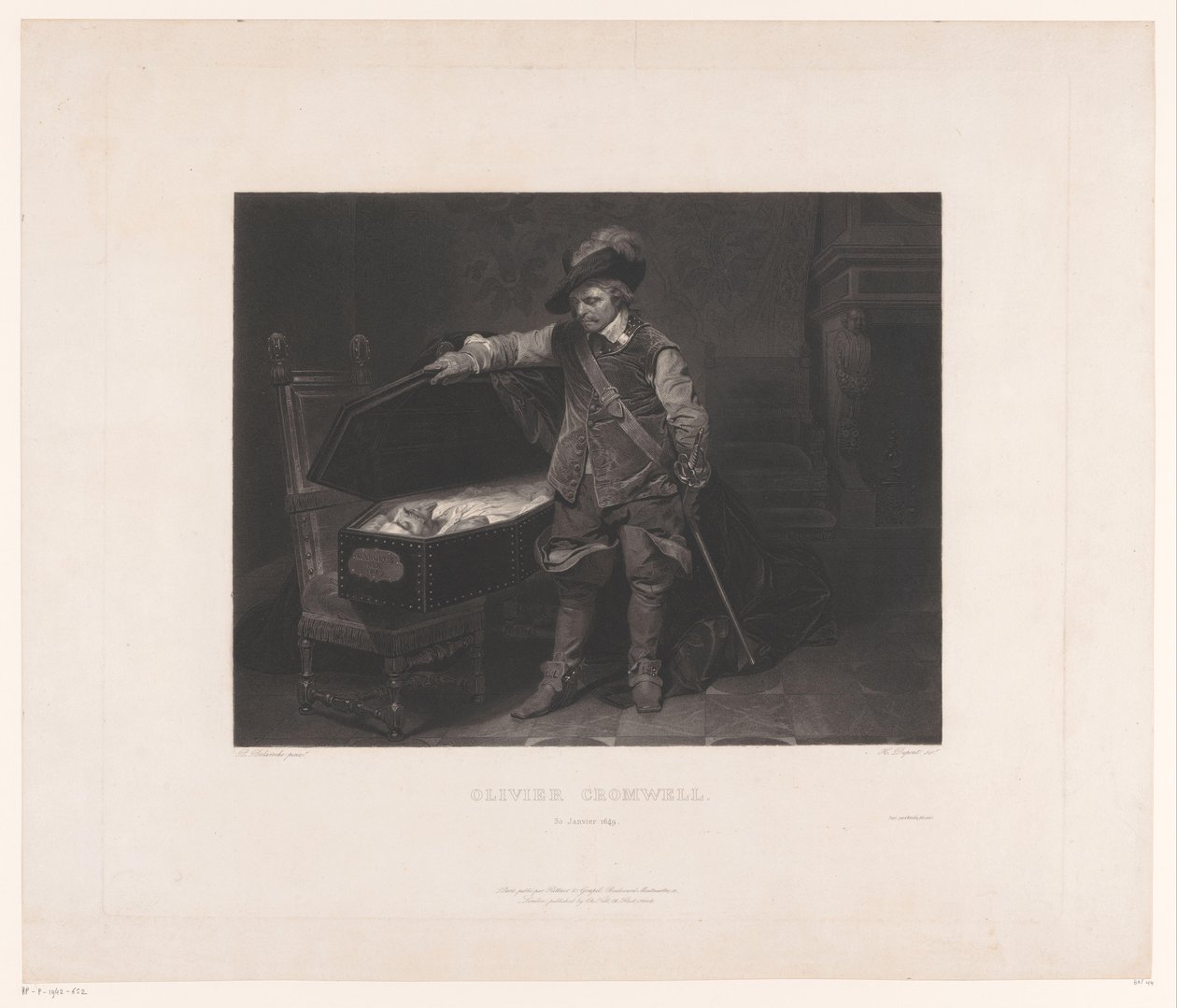 Oliver Cromwell près du cercueil de Charles Ier, roi d