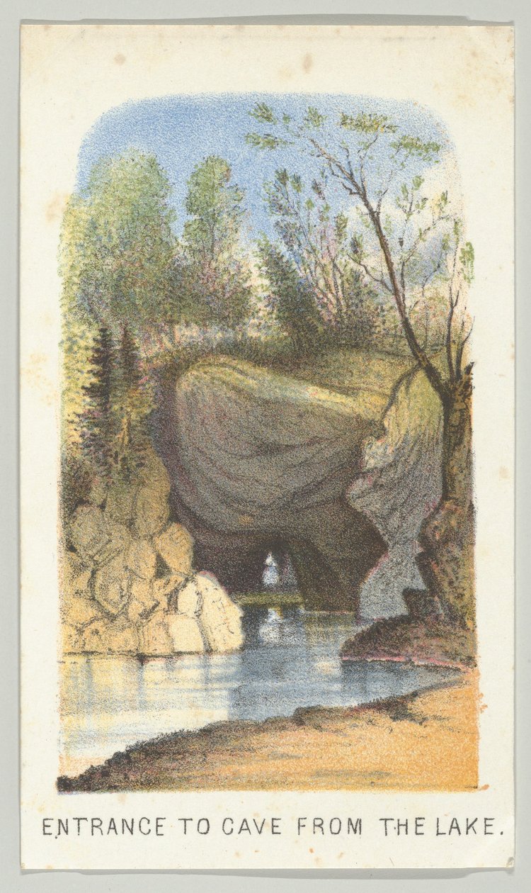 Entrée de la grotte depuis le lac, de la série Vues de Central Park, New York, Partie 2 - Louis Prang