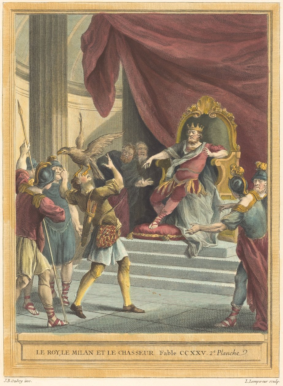 Le roi, le milan et le chasseur - Louis Simon Lempereur after Jean Baptiste Oudry