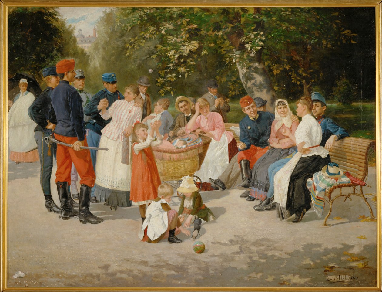Nounous dans un parc ... (peinture sur toile) - Louis Uhl