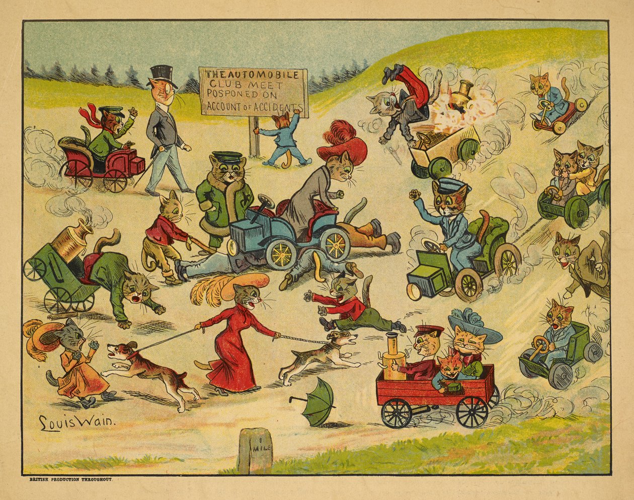 Chats dans diverses automobiles. - Louis Wain