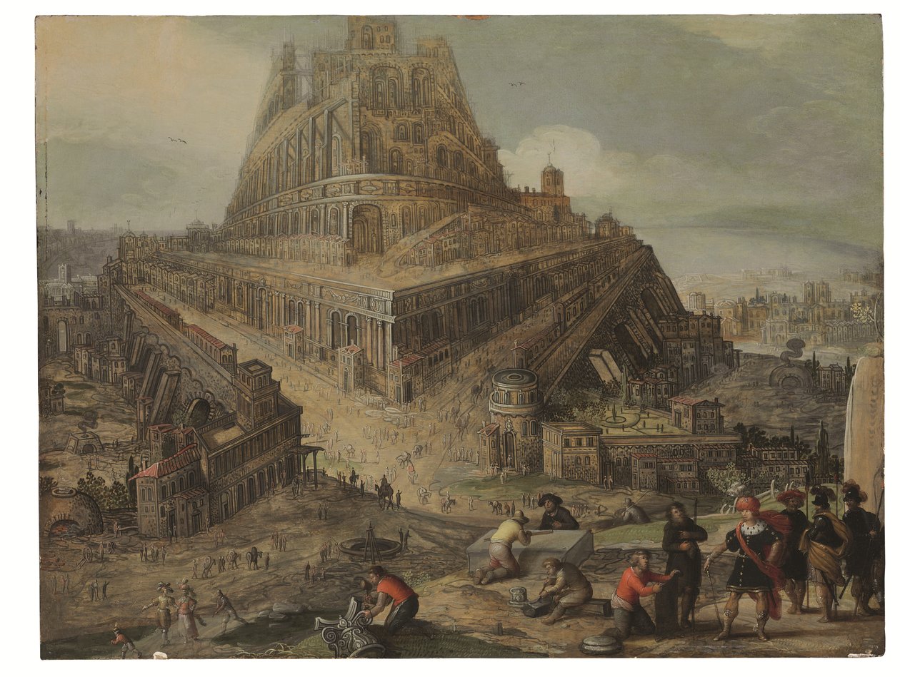 Le roi Nimrod ordonnant la construction de la tour de Babel - Louis de (circle of) Caullery