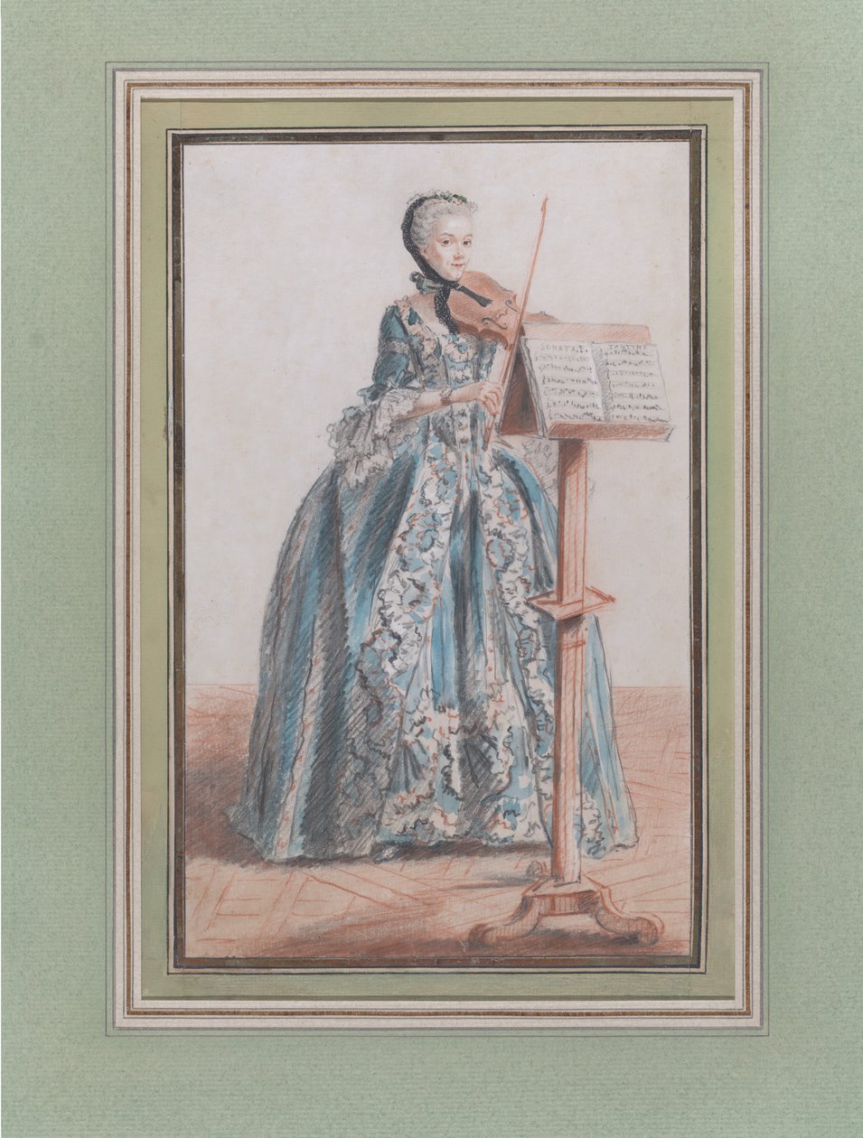 Femme jouant du violon, vue de face - Louis de Carmontelle