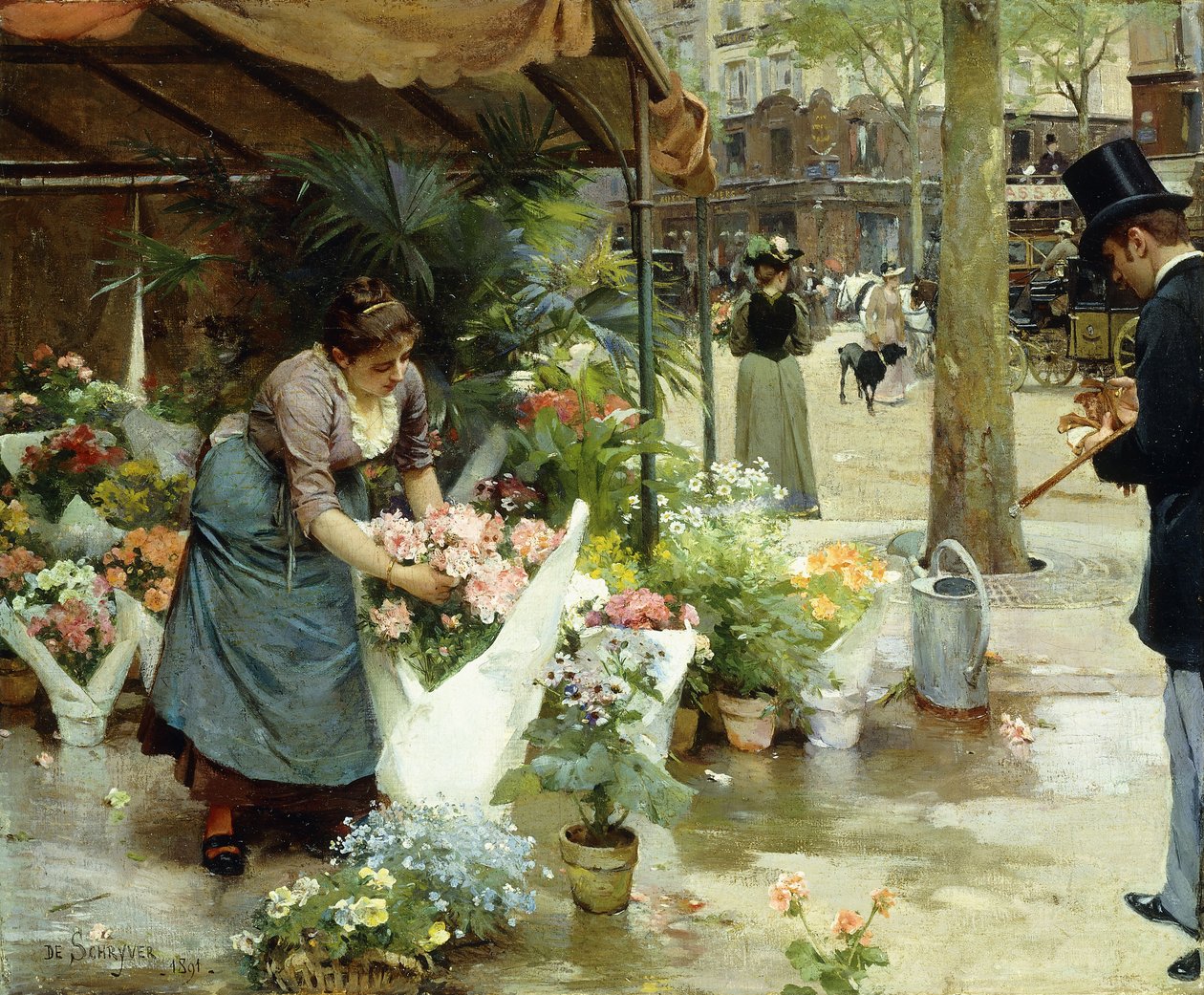 Un marché aux fleurs à Paris - Louis de Schryver