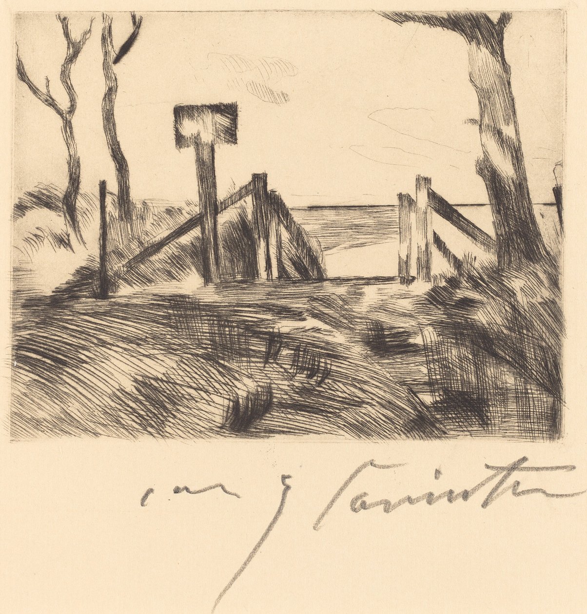 Brücke mit Tafel, 1916 - Lovis Corinth
