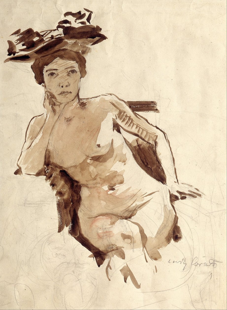 Femme à demi nue avec chapeau - Lovis Corinth