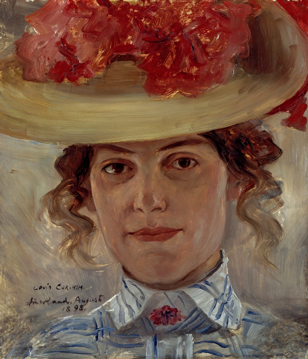 Mme Halbe avec un chapeau de paille - Lovis Corinth