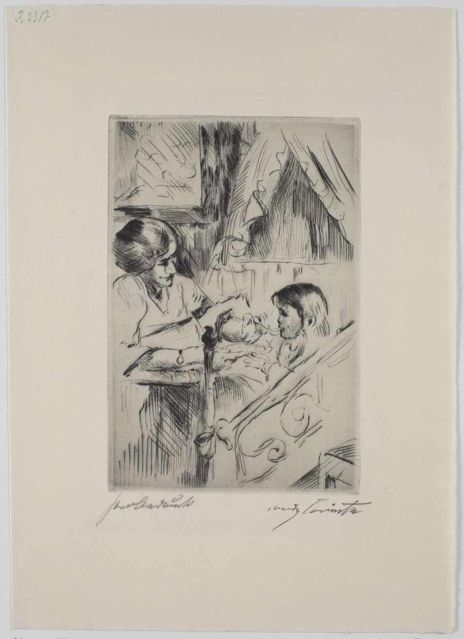 Un enfant dans son lit et sa mère - Lovis Corinth