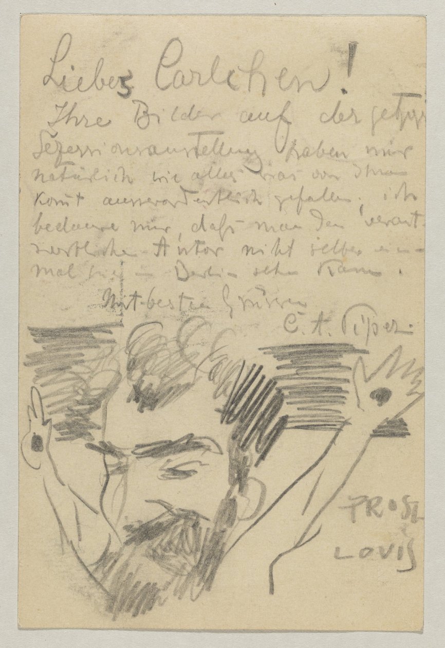 Lovis Corinth à Carl Strathmann : Carte postale, cachet postal du 16 janvier 1903 - Lovis Corinth