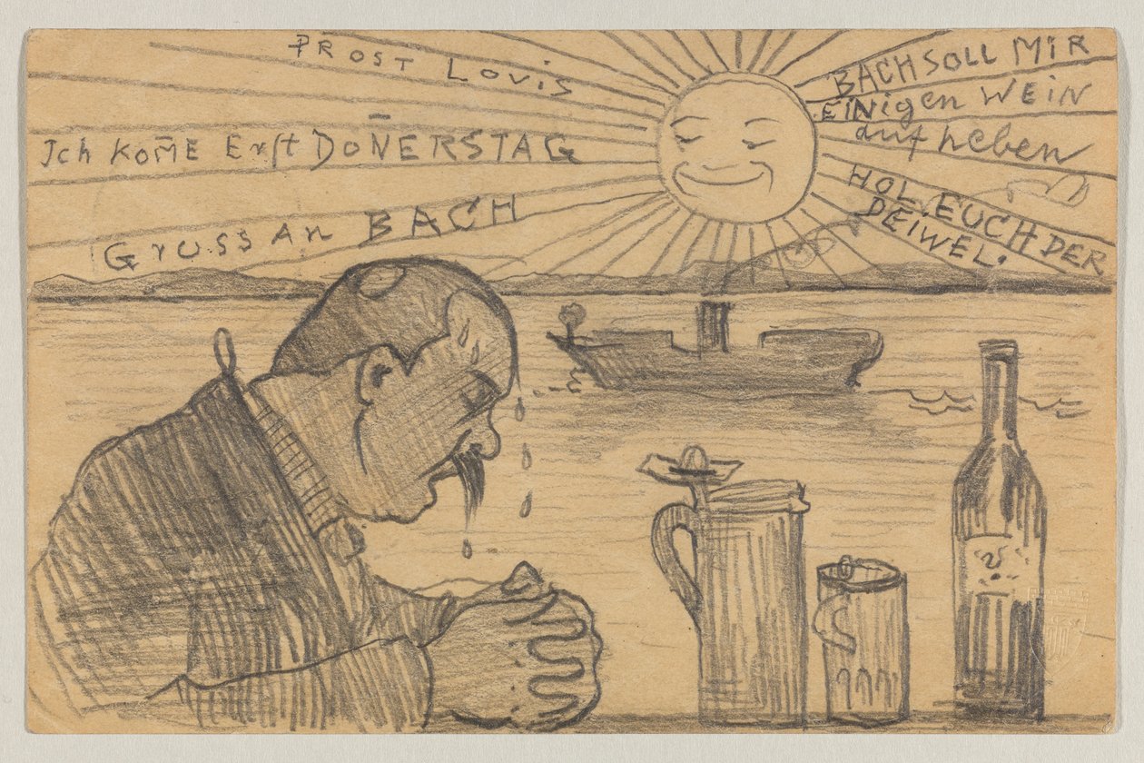 Lovis Corinth à Carl Strathmann : Carte postale, cachet de la poste 22 juin 1898 - Lovis Corinth