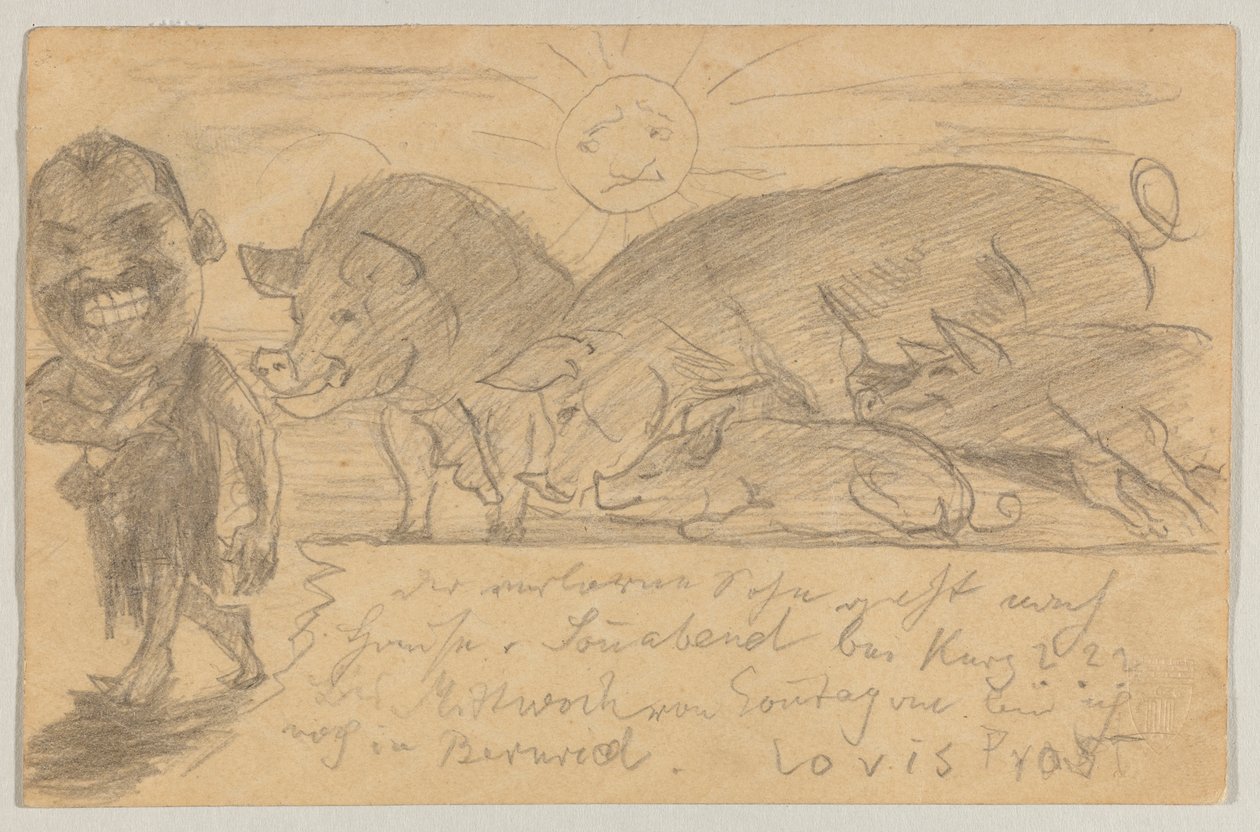 Lovis Corinth à Carl Strathmann: Carte postale, cachet postal du 25 août 1899 - Lovis Corinth