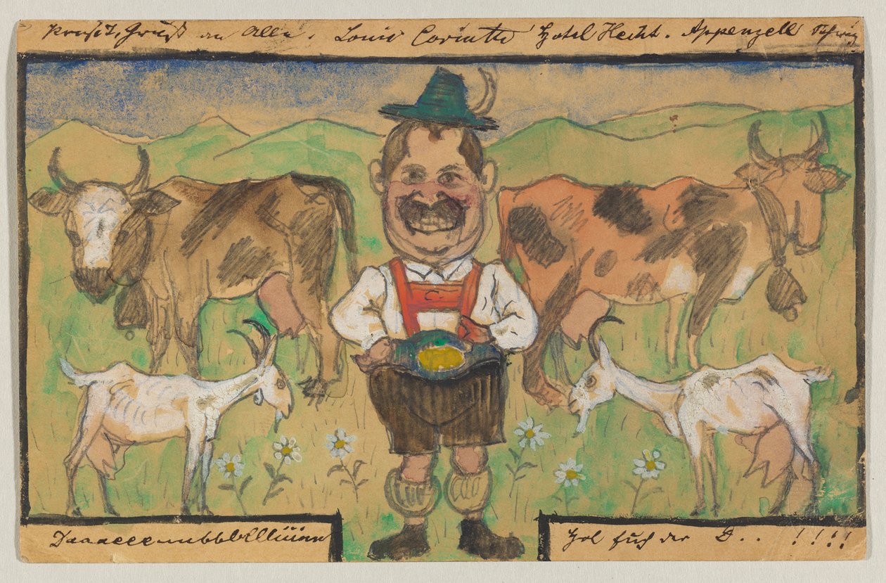 Lovis Corinth à Carl Strathmann : carte postale, cachet postal du 9 mai 1895 (Appenzell) - Lovis Corinth