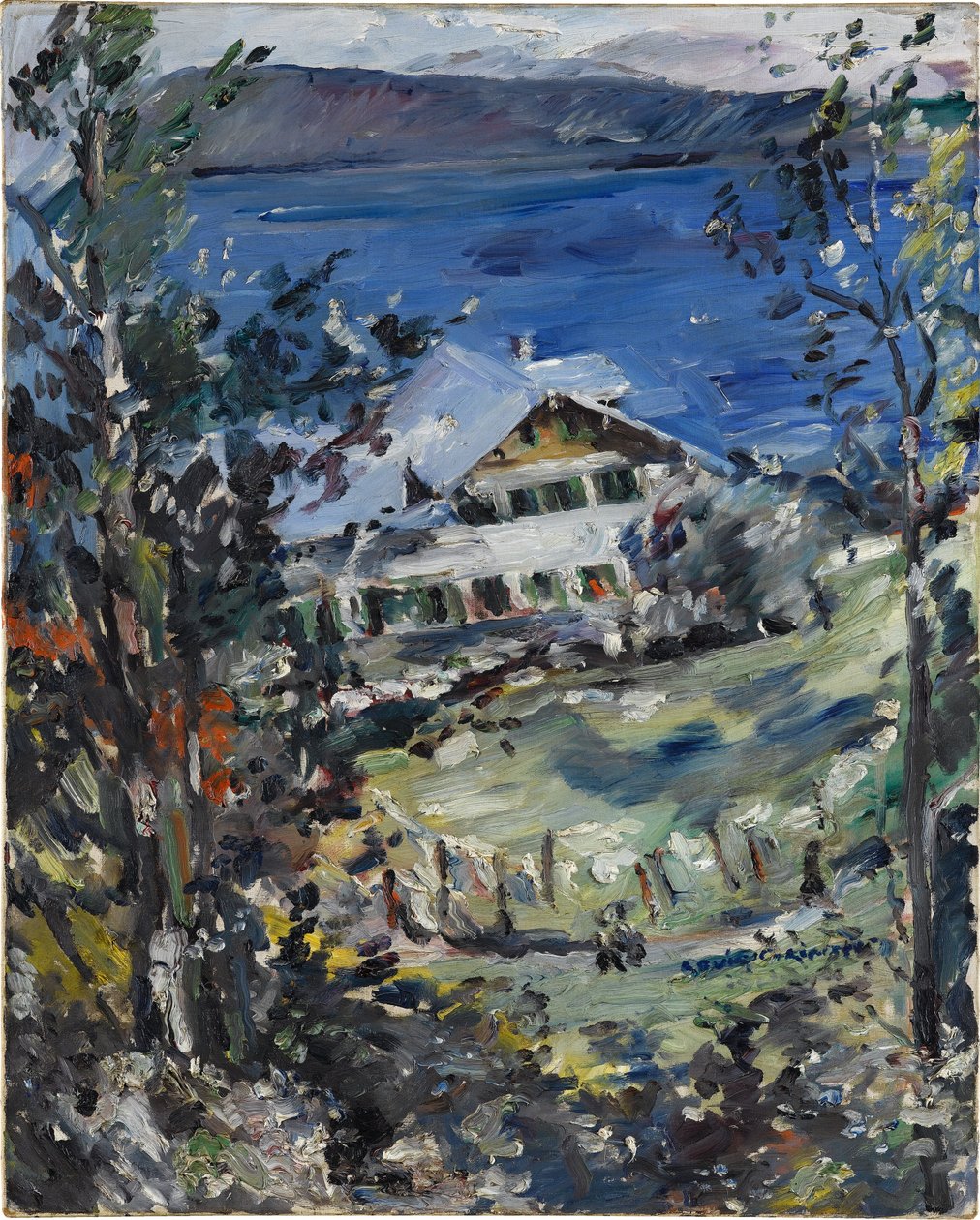 Walchensee, maison de campagne avec étendoir à linge - Lovis Corinth