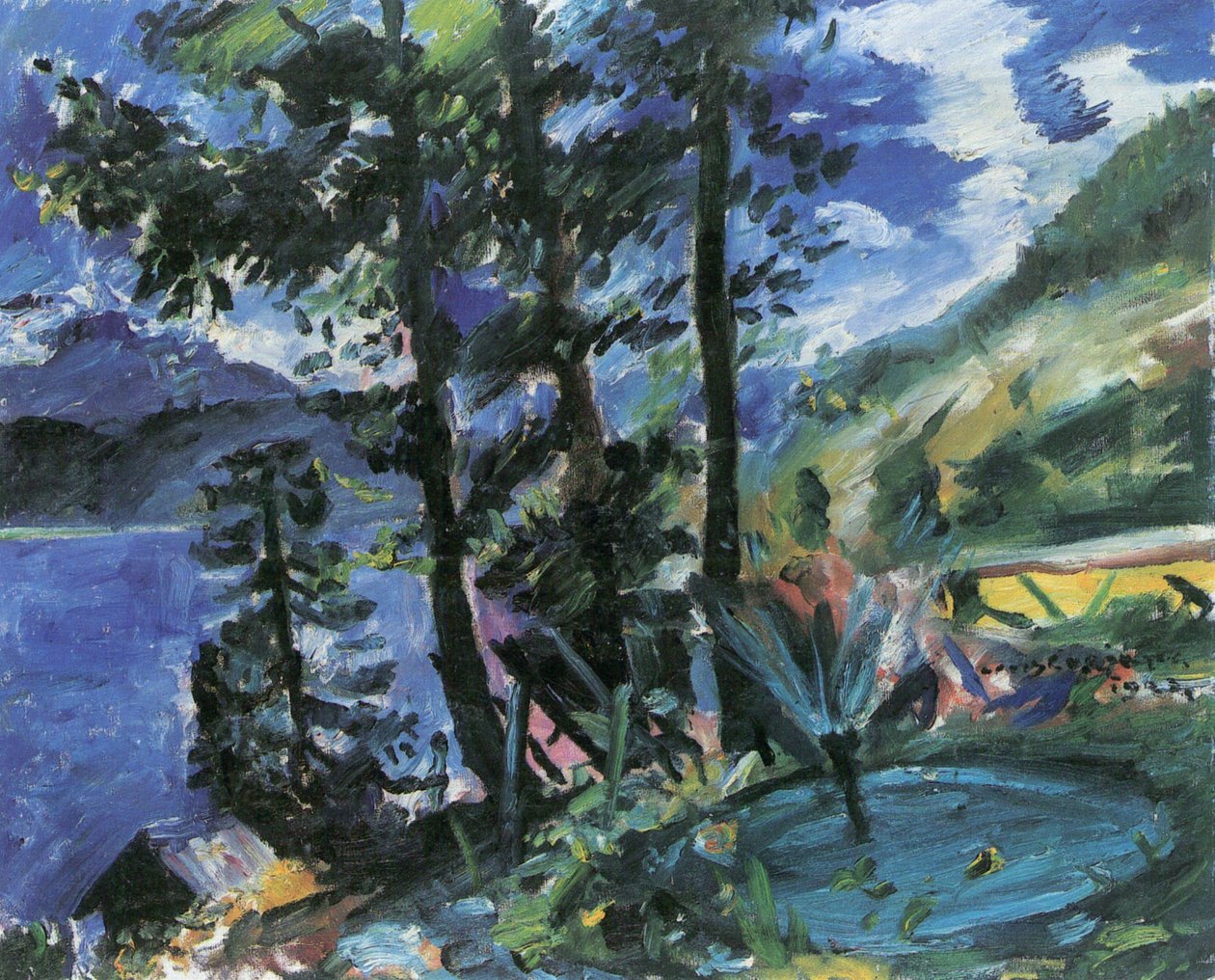 Walchensee avec fontaine - Lovis Corinth
