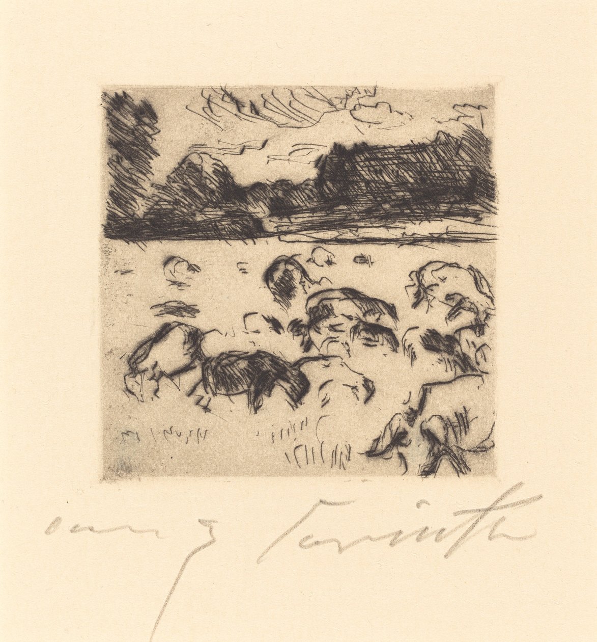 Moutons broutant - Lovis Corinth