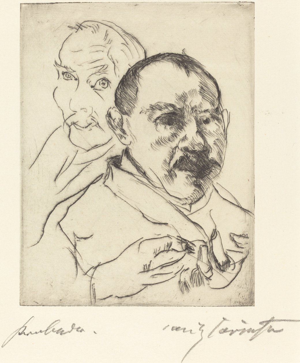 Zwei Männliche StudienköpfeSelbstbildnisse Esquisse de deux têtes masculinesAutoportraits, 1915 - Lovis Corinth