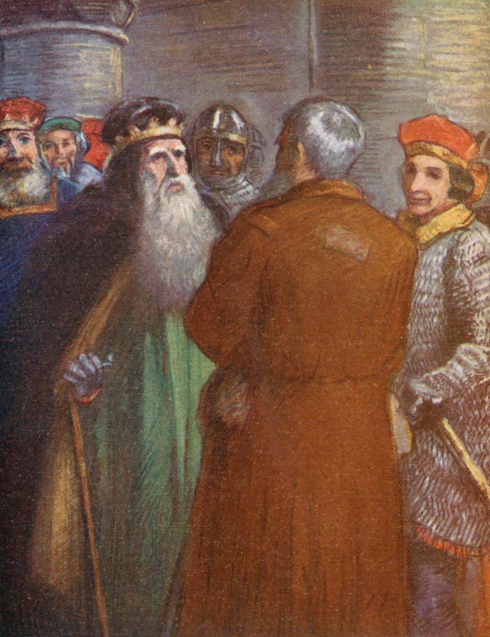 Illustration pour les histoires de Guy de Warwick (lithographie couleur) - Lowes Dalbiac Luard