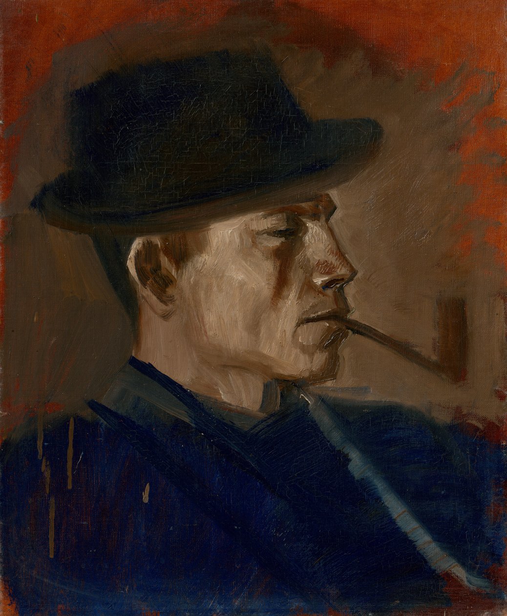 Homme en bleu fumant - Laszlo Mednyanszky