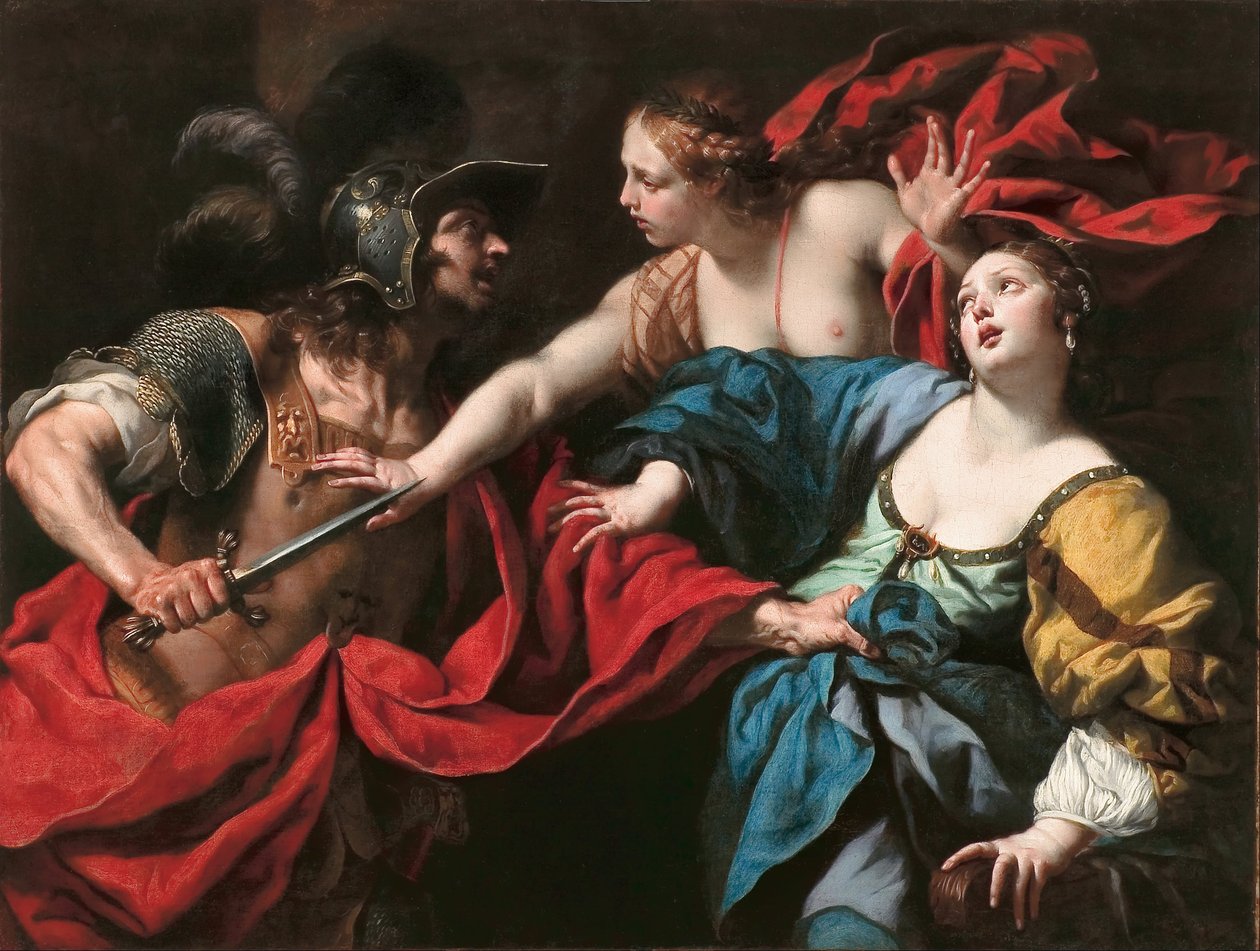Vénus empêchant son fils Énée de tuer Hélène de Troie - Luca Ferrari