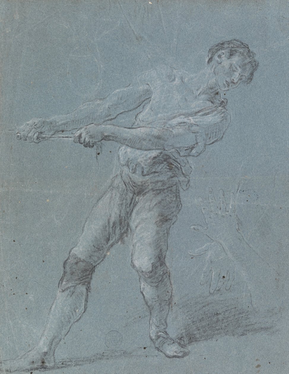 Jeune homme tirant une corde - Luca Giordano