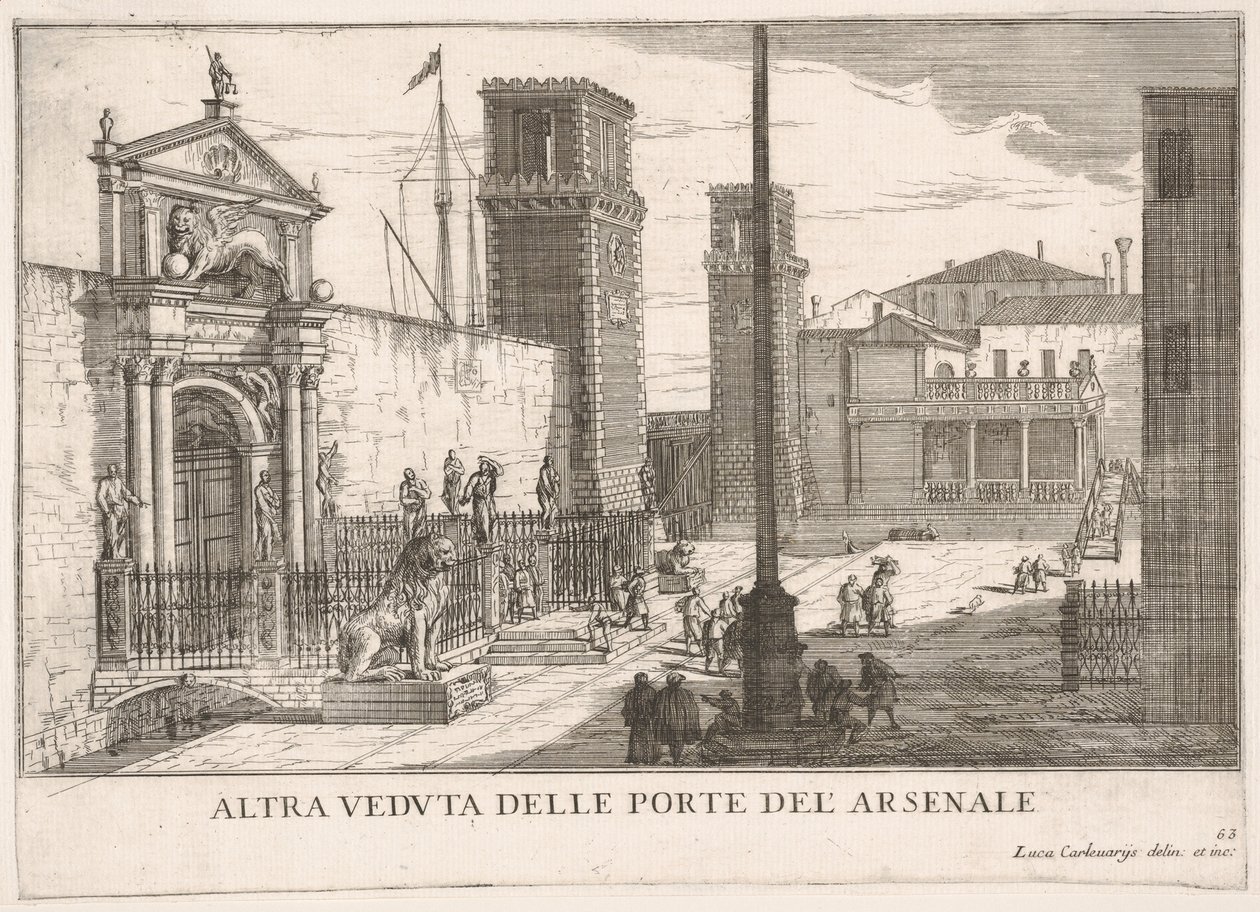 Vue de la porte du chantier naval et du complexe de l'arsenal, Venise, 1703