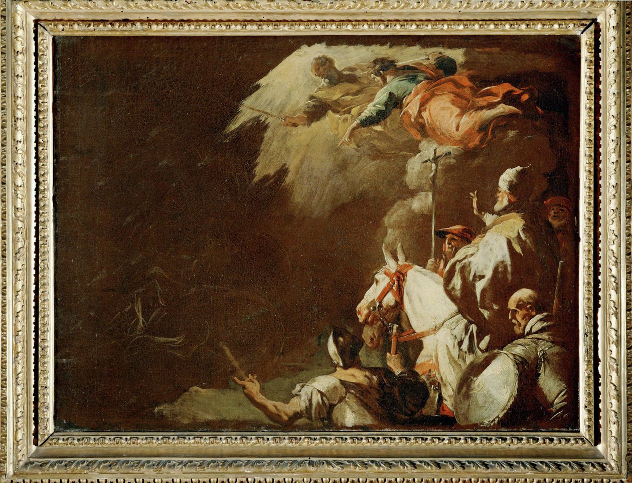 Le pape Léon le Grand face à Attila le Hun Bozzetto (peinture sur toile) - Luca Giordano