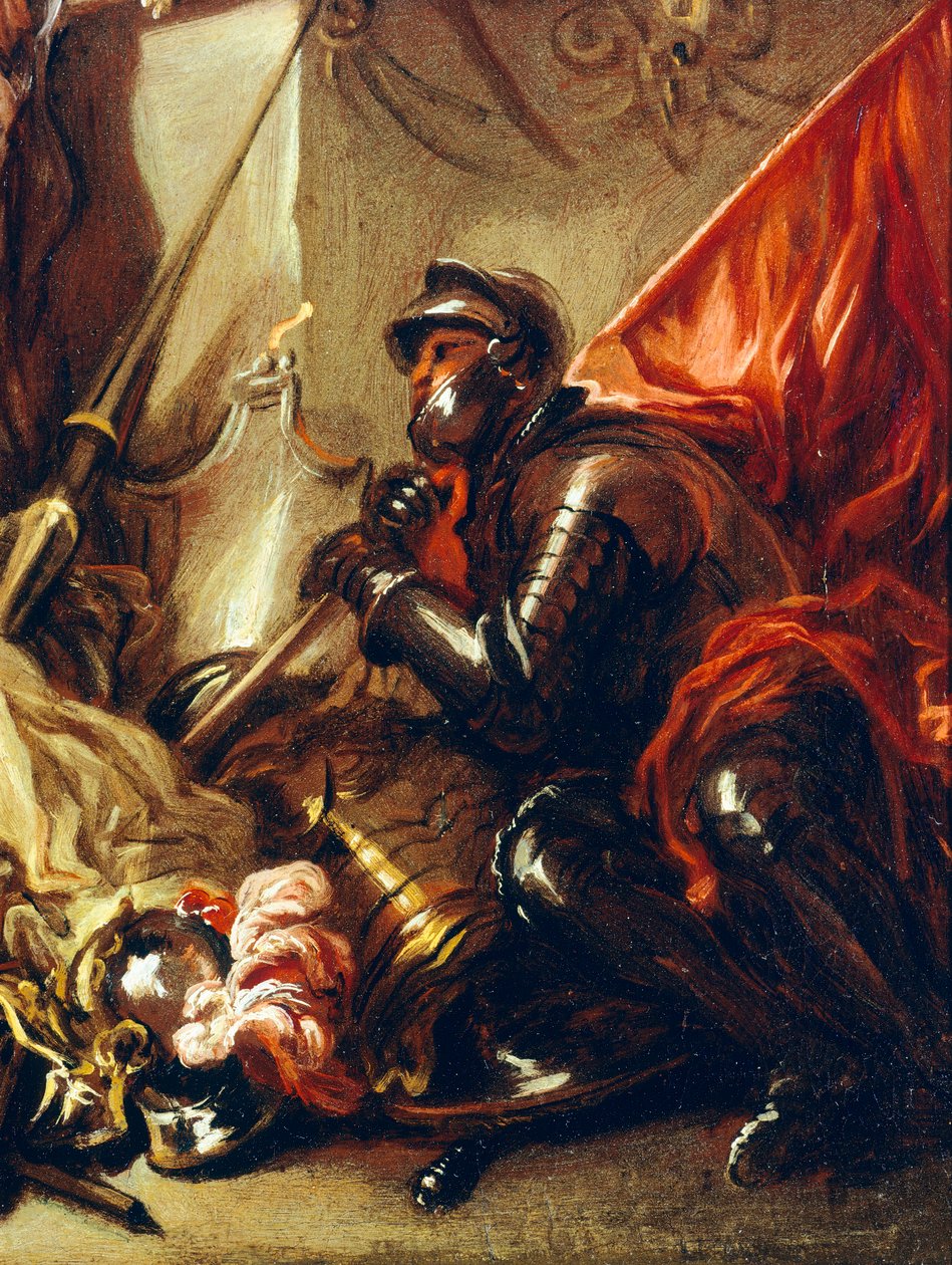 Soldat tenant une bannière (détail) - Luca Giordano